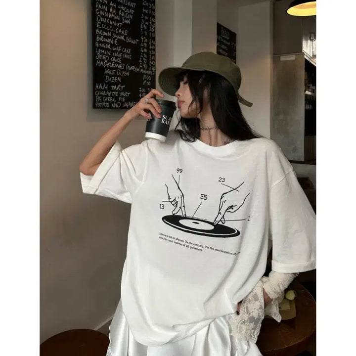 [SOLD OUT] WARDEN EDGE 워든엣지 티셔츠 반팔 DJ 화이트 프린트 루즈핏