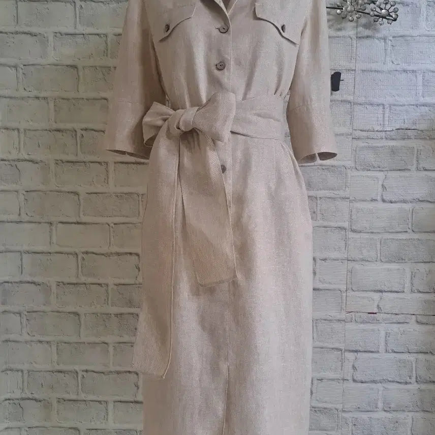[SOLD OUT] 모던한 베이지 셔츠 원피스