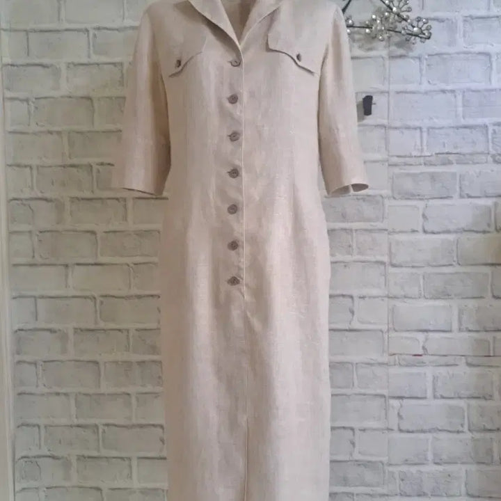 [SOLD OUT] 모던한 베이지 셔츠 원피스