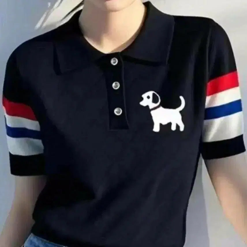 [SOLD OUT] 강아지 반팔 카라티 네이비