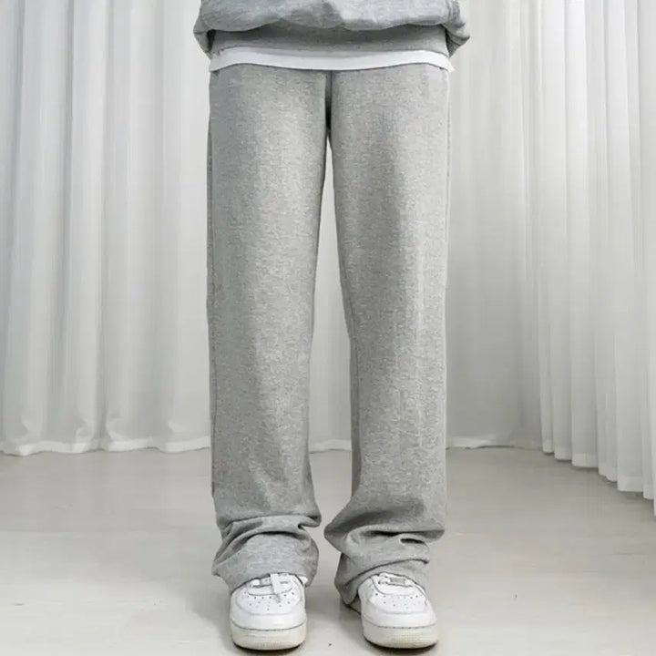 [SOLD OUT] 새상품) 밴딩 기모 회색 트레이닝 와이드 팬츠