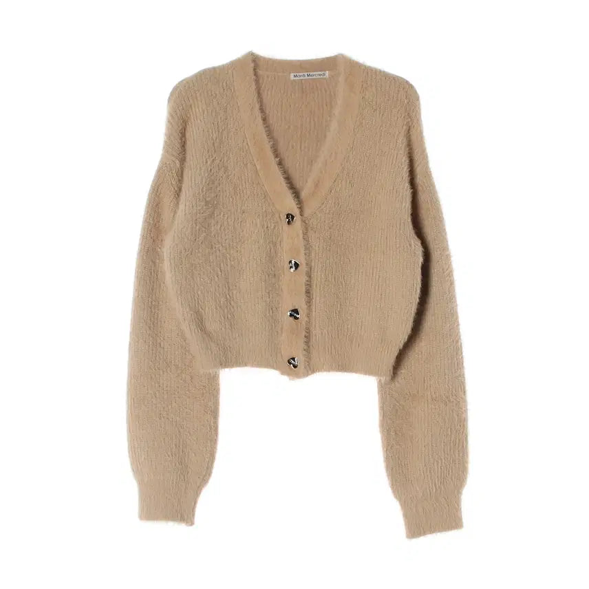 [SOLD OUT] 마르디 메크르디 23FW 하트 버튼 브이넥 플러피 가디건 베이지