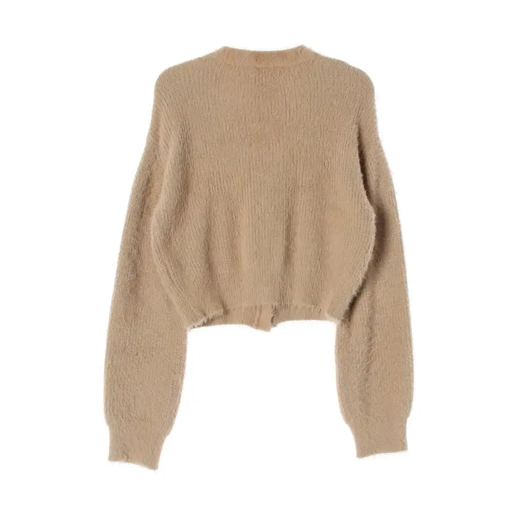 [SOLD OUT] 마르디 메크르디 23FW 하트 버튼 브이넥 플러피 가디건 베이지