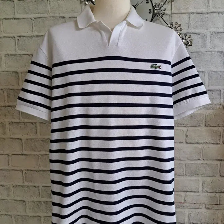 [SOLD OUT] 라코스테 스트라이프 반팔 카라티 (US L)