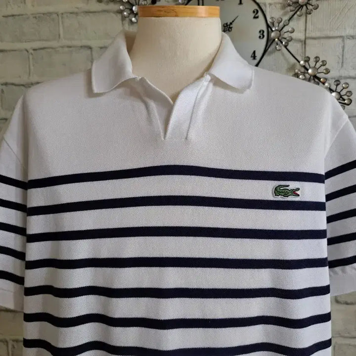 [SOLD OUT] 라코스테 스트라이프 반팔 카라티 (US L)