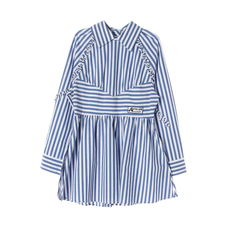 [SOLD OUT] 럭키슈에뜨 22SS 스트라이프 프릴 디테일 셔츠 원피스