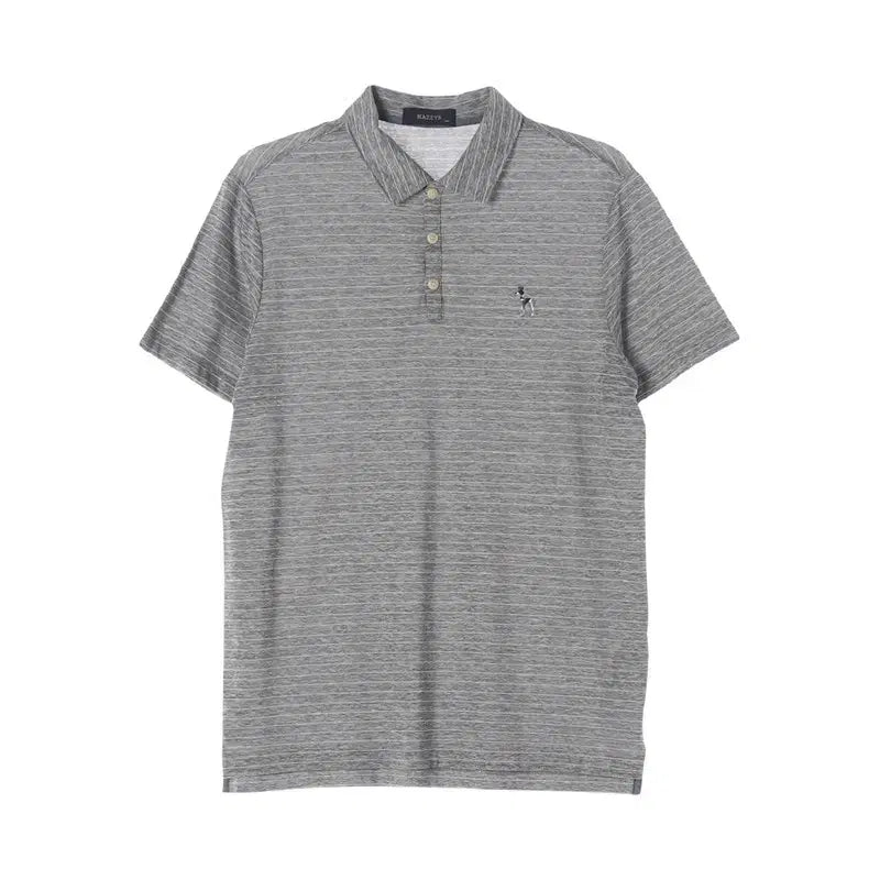 [SOLD OUT] 헤지스 (MEN - L) 린넨 폴리 자수 로고 카라넥 반팔 티셔츠