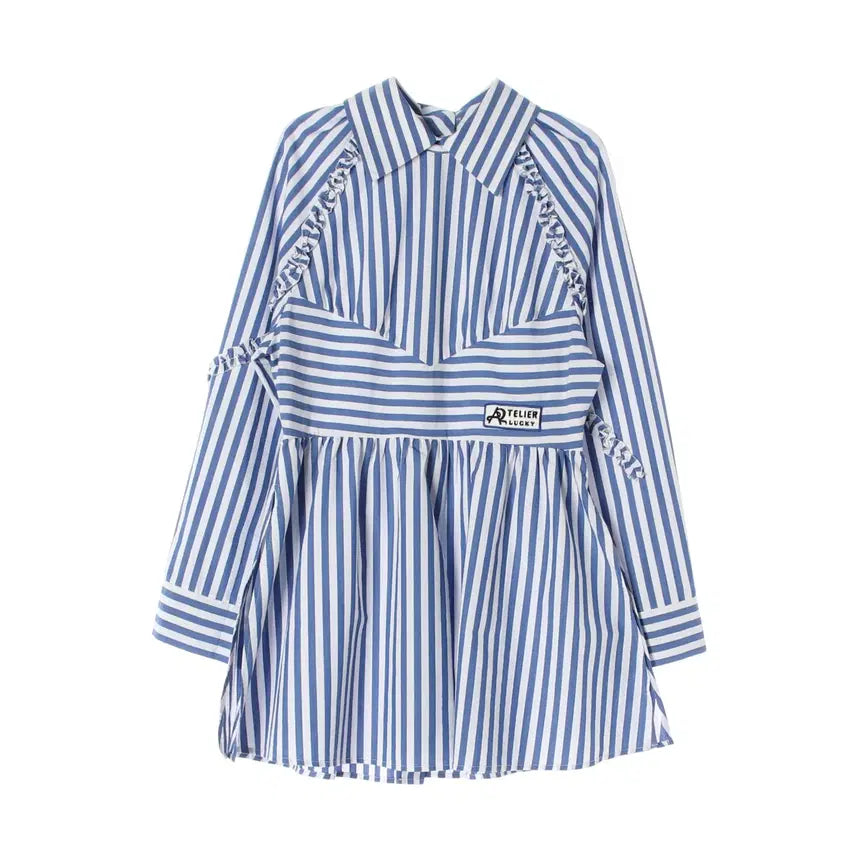 [SOLD OUT] 럭키슈에뜨 22SS 스트라이프 프릴 디테일 셔츠 원피스