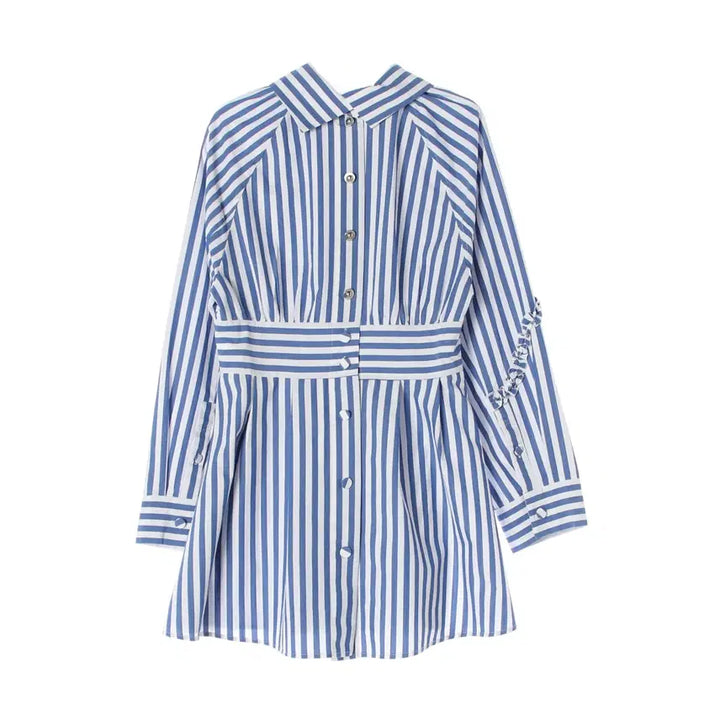 [SOLD OUT] 럭키슈에뜨 22SS 스트라이프 프릴 디테일 셔츠 원피스