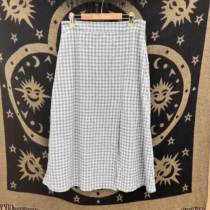 [SOLD OUT] 스파오 캐주얼 키치 민트초코 체크 절개 롱스커트 K0373