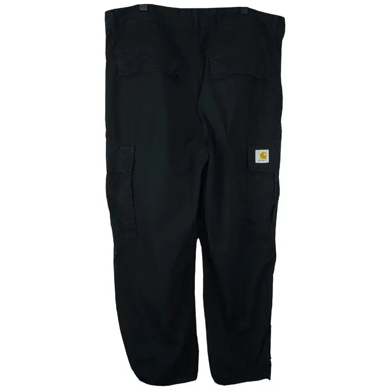 [SOLD OUT] 칼하트 윕 로고 패치 와이드 콜 카고 팬츠 블랙 M21272