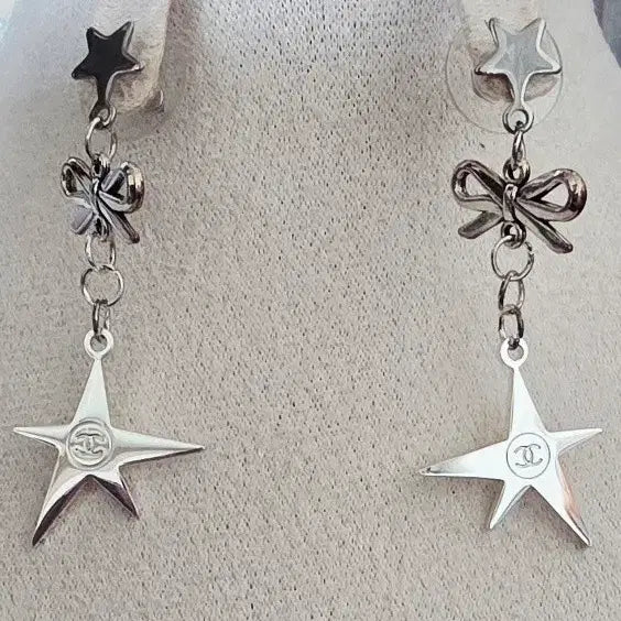 [BUNJANG] Chanel Refurbished Silver Star Ribbon Earrings / 리폼) 샤넬 귀걸이 실버 별 리본
