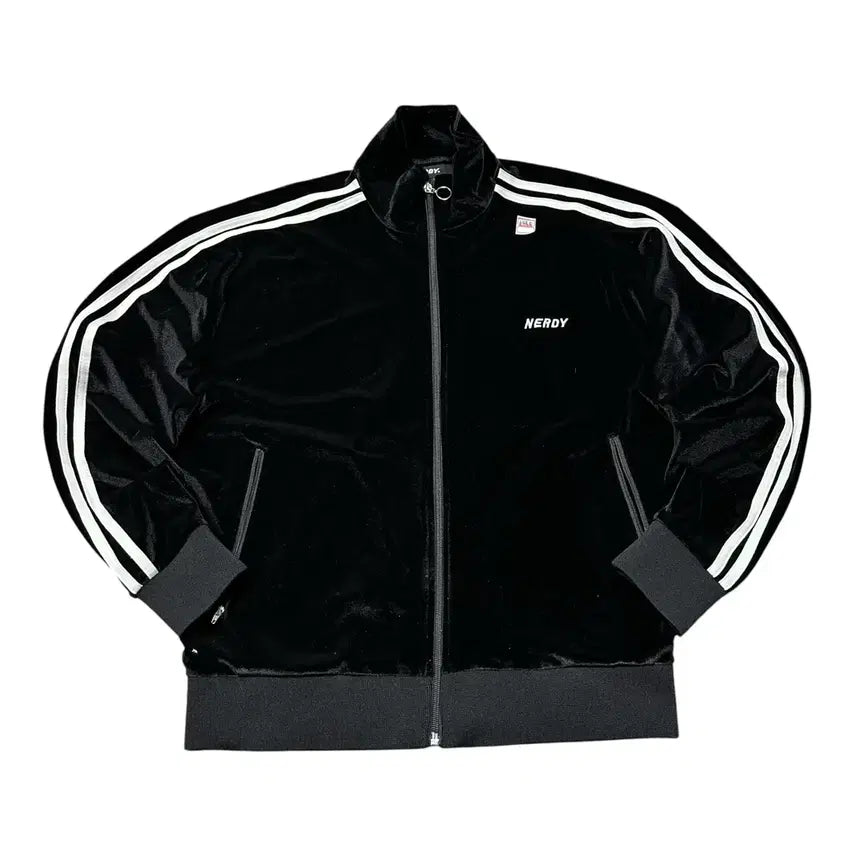 [BUNJANG] Nerdy Velvet Black Track Top Jersey M / (바배) 널디 벨벳 블랙 트랙탑 져지