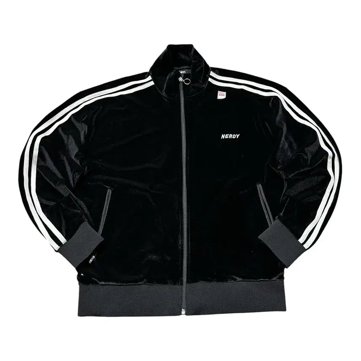 [BUNJANG] Nerdy Velvet Black Track Top Jersey M / (바배) 널디 벨벳 블랙 트랙탑 져지