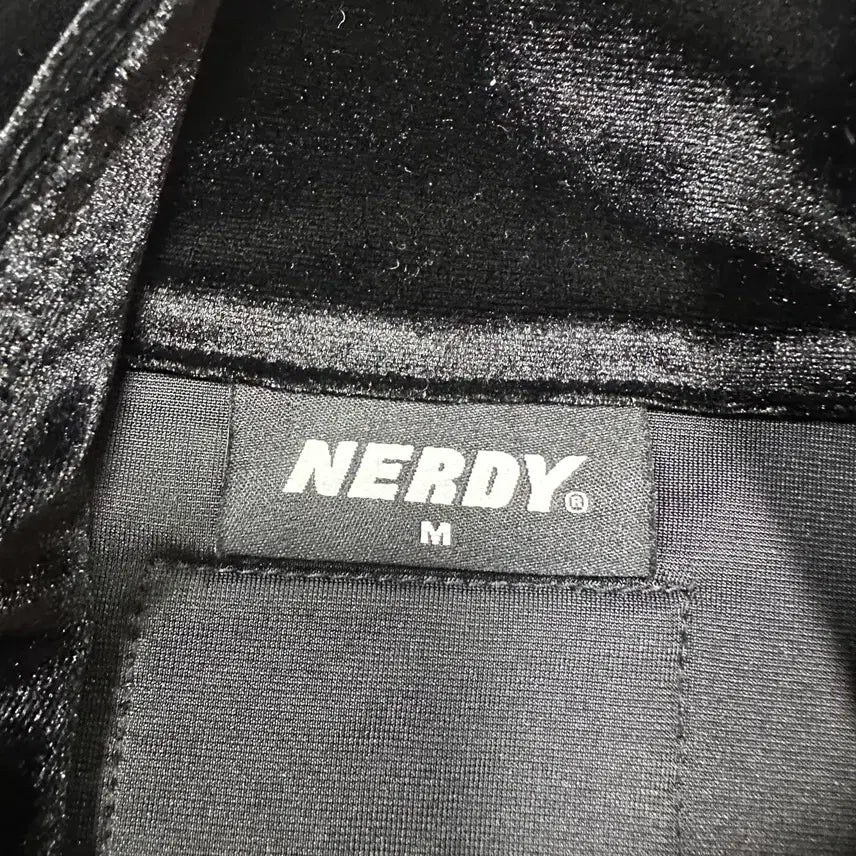 [BUNJANG] Nerdy Velvet Black Track Top Jersey M / (바배) 널디 벨벳 블랙 트랙탑 져지