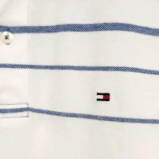 [BUNJANG] Tommy Hilfiger Polo T-Shirt White Blue Stripe Size XL / 타미힐피거 카라반팔 XL110