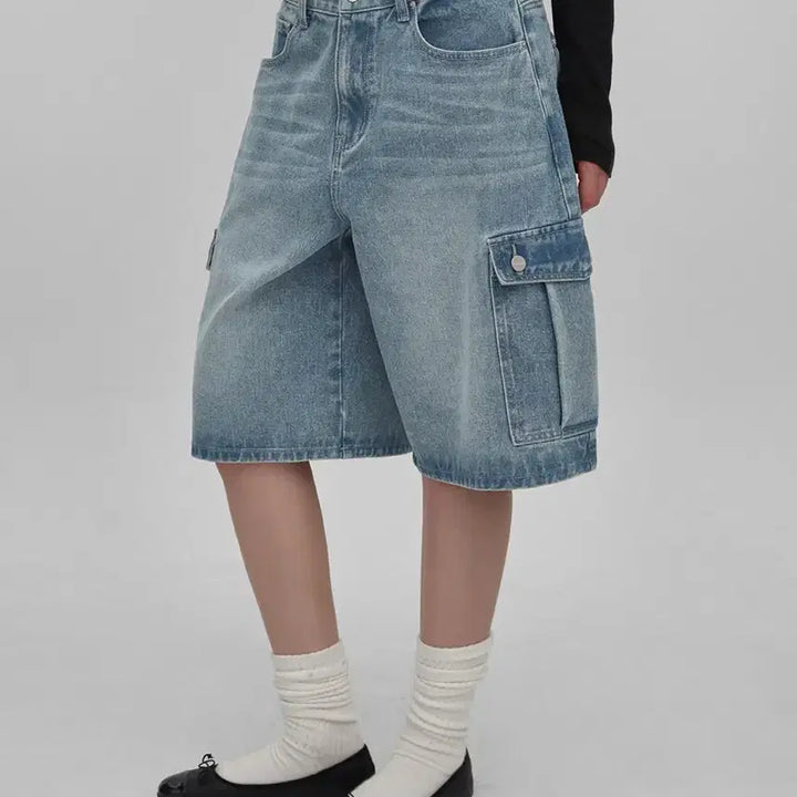 [BUNJANG] Black Up MADE Current Cargo Bermuda Denim Shorts / 블랙업 [MADE] 커런트 카고 버뮤다 데님팬츠