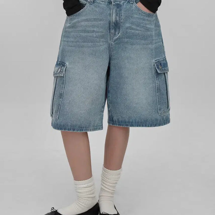 [BUNJANG] Black Up MADE Current Cargo Bermuda Denim Shorts / 블랙업 [MADE] 커런트 카고 버뮤다 데님팬츠
