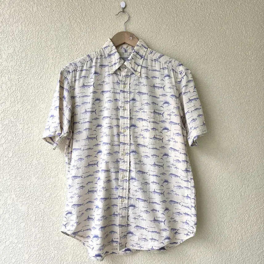 [BUNJANG] Blanc Grayci Fishing Pattern Seersucker Shirt / 블랑그레이시 피싱패턴 셔츠
