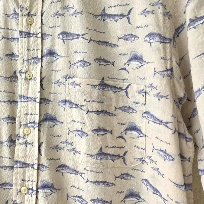 [BUNJANG] Blanc Grayci Fishing Pattern Seersucker Shirt / 블랑그레이시 피싱패턴 셔츠