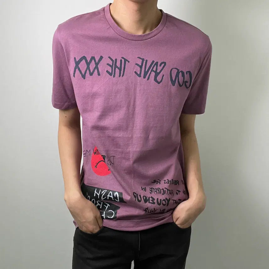 [BUNJANG] Customellow Graphic Purple T-Shirt Size 100 / 커스텀멜로우 그래픽 퍼플 반팔 티셔츠 100