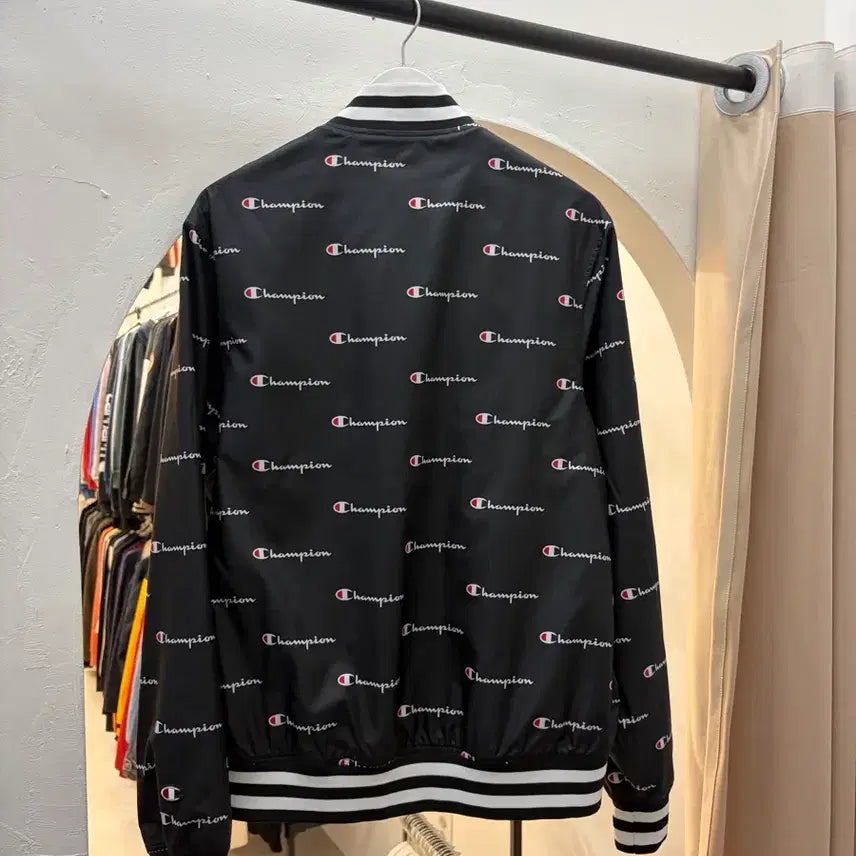 [BUNJANG] Champion Pattern Logo Varsity Jacket / 챔피언 패턴로고 바시티
