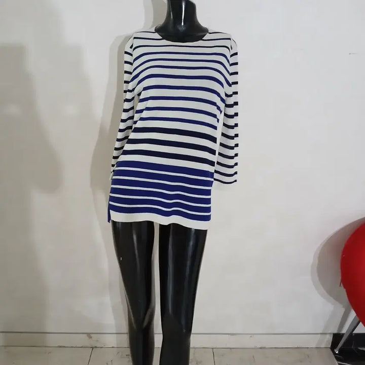 [BUNJANG] Time Stripe Colorblock Summer Knit / 타임 스트라이프 배색 여름 니트