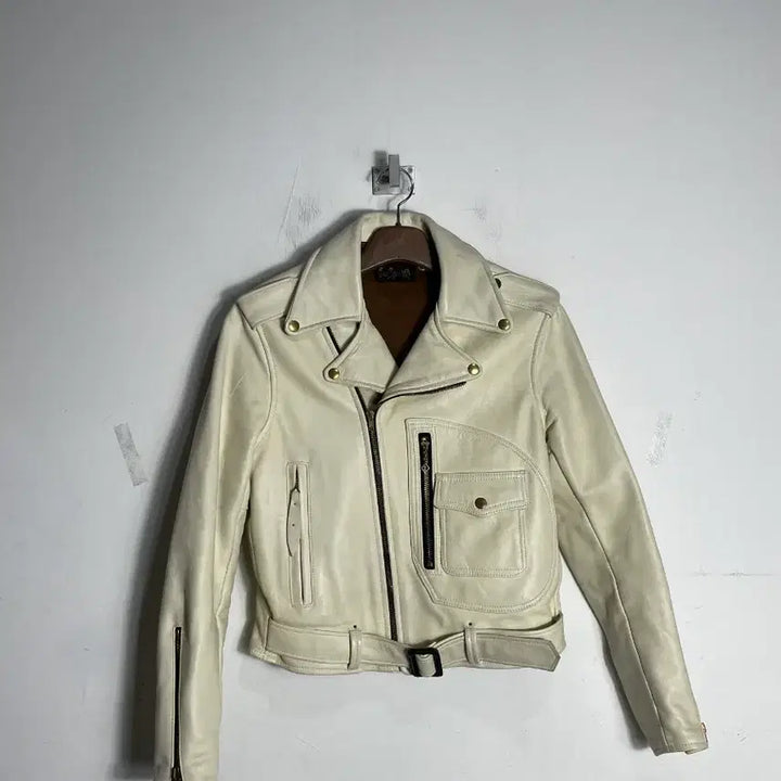 [BUNJANG] POSFEED Leather Rider Jacket Ivory / 포스피드 레더 라이더 자켓 아이보리