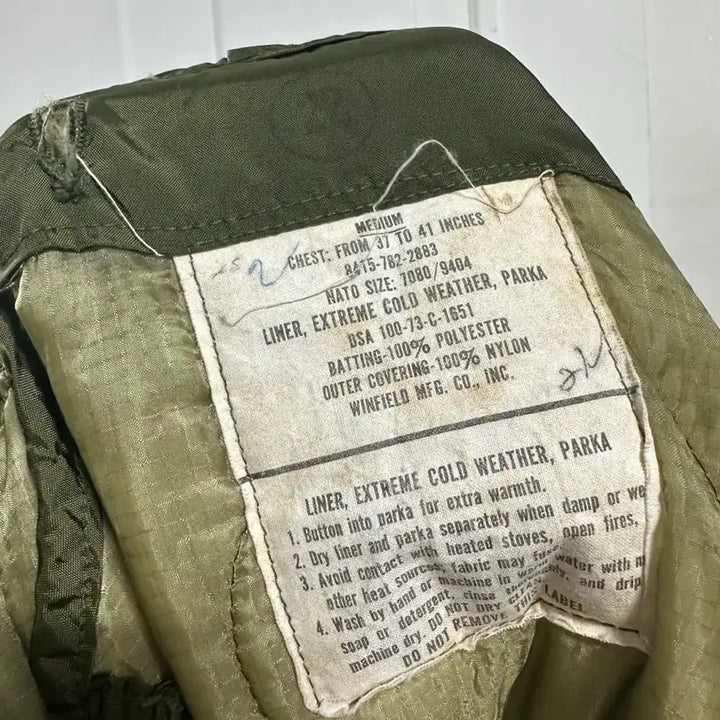 [BUNJANG] US Military M65 Fishtail Liner - Size M (1973 Winfield Mfg.) / 미군 M65 피쉬테일 내피