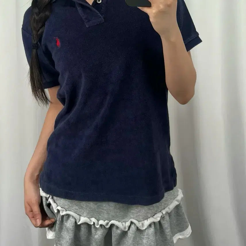 [BUNJANG] Polo Navy Terry Short Sleeve Polo Shirt / 폴로 네이비 테리 반팔 카라티