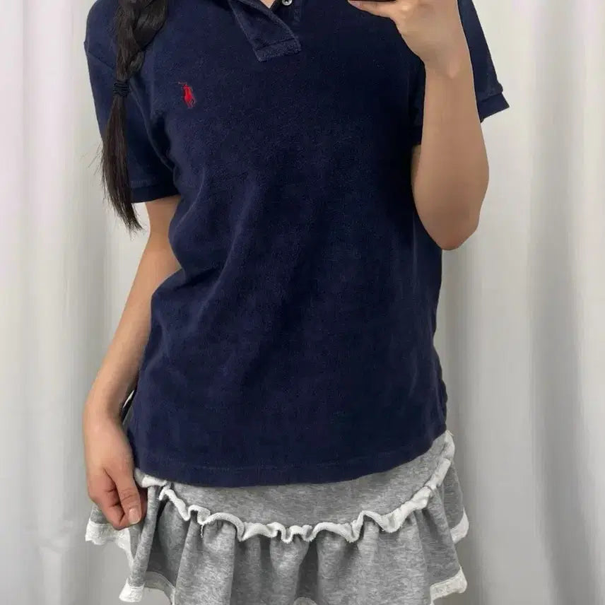 [BUNJANG] Polo Navy Terry Short Sleeve Polo Shirt / 폴로 네이비 테리 반팔 카라티