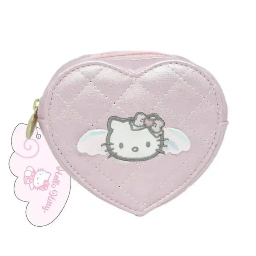 [BUNJANG] Sanrio Hello Kitty Angel Pouch Quilting Pink / 산리오 헬로키티 엔젤 파우치 정품 퀼팅 핑크 미개봉 하트