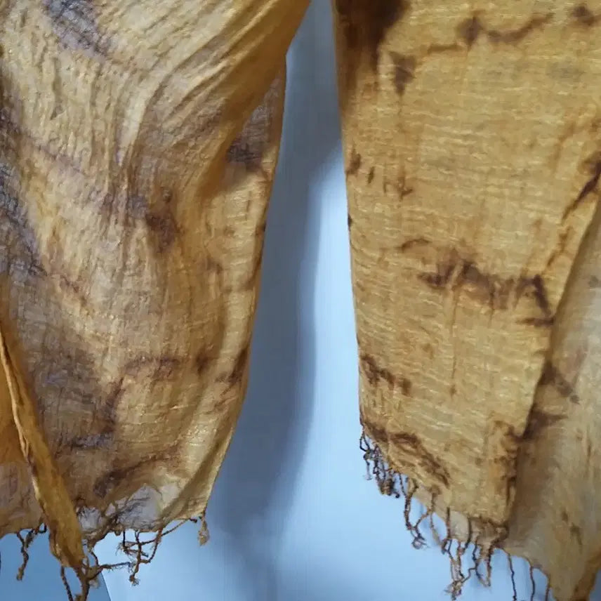 [BUNJANG] Mustard and Brown Patterned Ramie Scarf / 다144 모시스카프