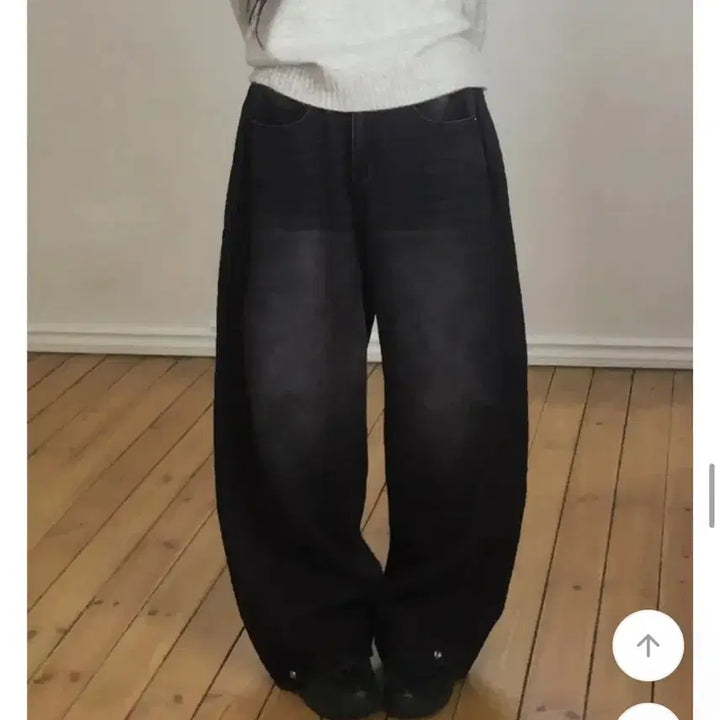 [BUNJANG] Wonder Wonder Side Pin Tuck Snap Wide Denim Pants / 에이블리 원더원더 사이드 핀턱 스냅 와이드 데님 팬츠