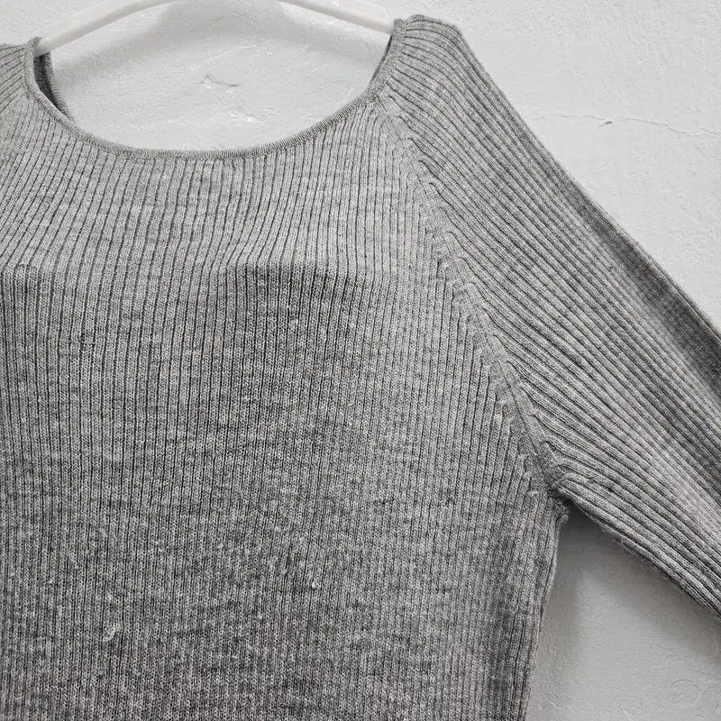 [BUNJANG] Long Sleeve Acrylic Maxi Dress - Light Gray / 롱 원피스 여 66/77 J6165