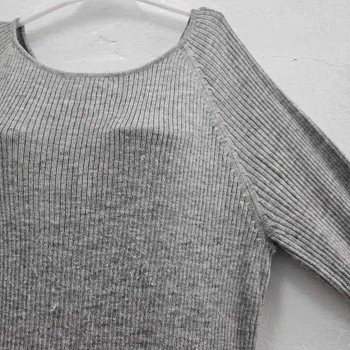 [BUNJANG] Long Sleeve Acrylic Maxi Dress - Light Gray / 롱 원피스 여 66/77 J6165