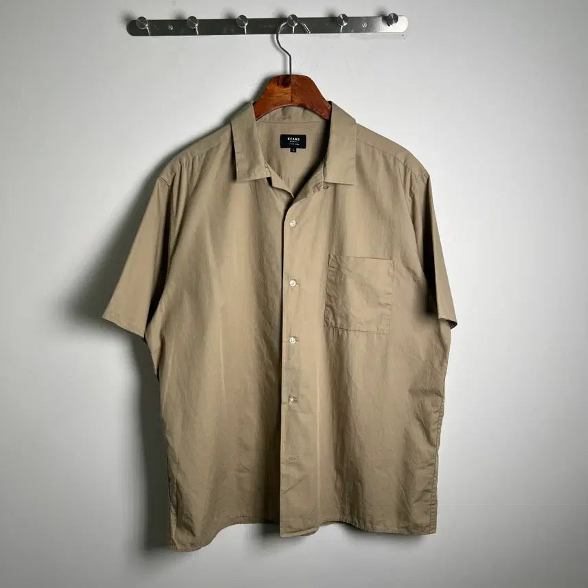 [BUNJANG] BEAMS Heart Open Collar Short Sleeve Shirt Beige L / BEAMS 빔즈 하트 베이지 오픈 카라 반팔 셔츠 L