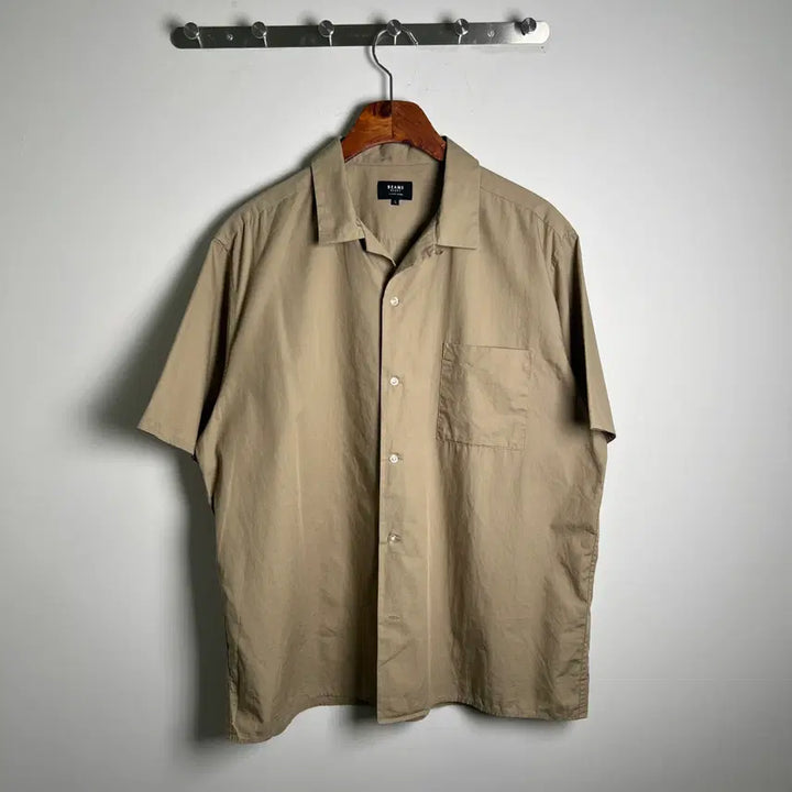 [BUNJANG] BEAMS Heart Open Collar Short Sleeve Shirt Beige L / BEAMS 빔즈 하트 베이지 오픈 카라 반팔 셔츠 L