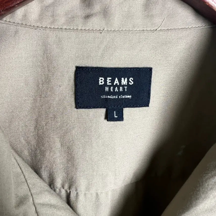 [BUNJANG] BEAMS Heart Open Collar Short Sleeve Shirt Beige L / BEAMS 빔즈 하트 베이지 오픈 카라 반팔 셔츠 L