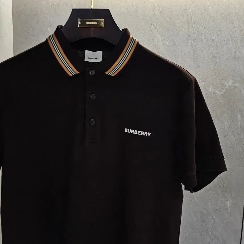 [BUNJANG] Burberry Icon Stripe Cotton Pique Polo Shirt / 버버리 아이콘 스트라이프 코튼 피케 폴로티셔츠