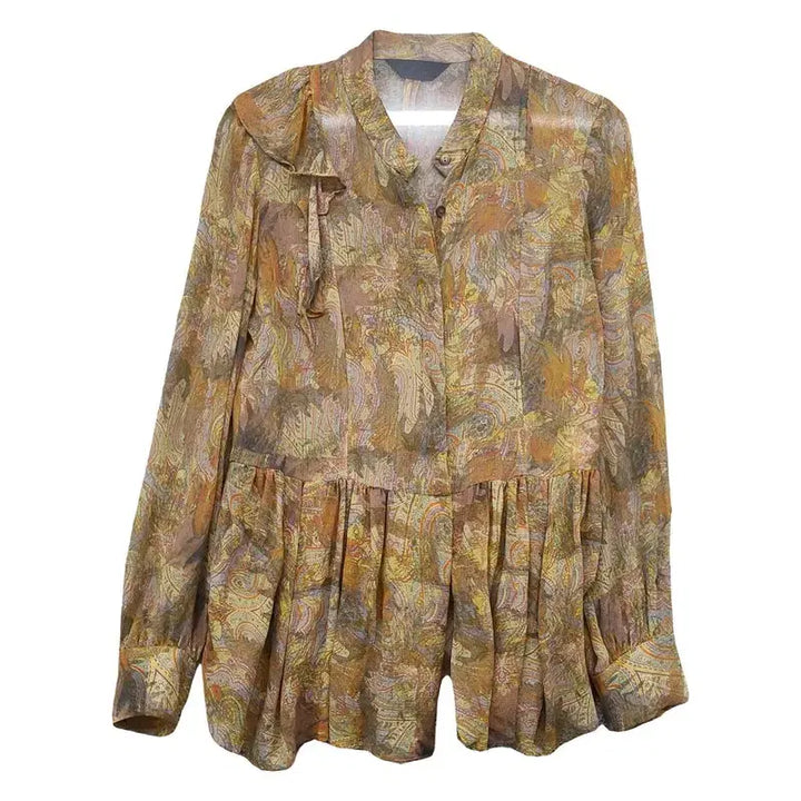 [BUNJANG] MINE Vintage Pattern Cotton Blouse / 마인 빈티지 패턴 블라우스 82-94-160