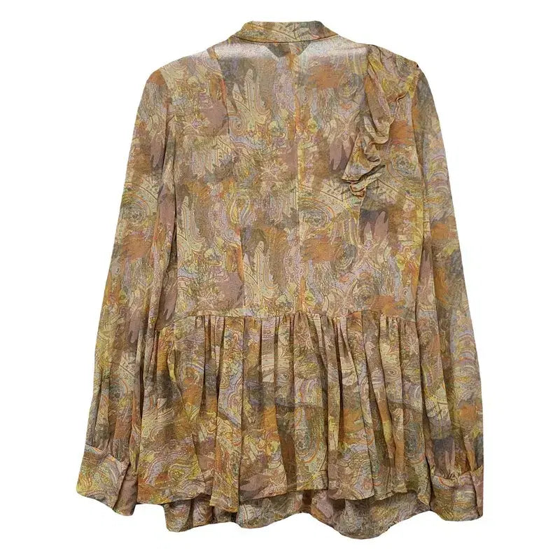 [BUNJANG] MINE Vintage Pattern Cotton Blouse / 마인 빈티지 패턴 블라우스 82-94-160