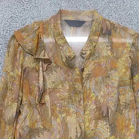 [BUNJANG] MINE Vintage Pattern Cotton Blouse / 마인 빈티지 패턴 블라우스 82-94-160