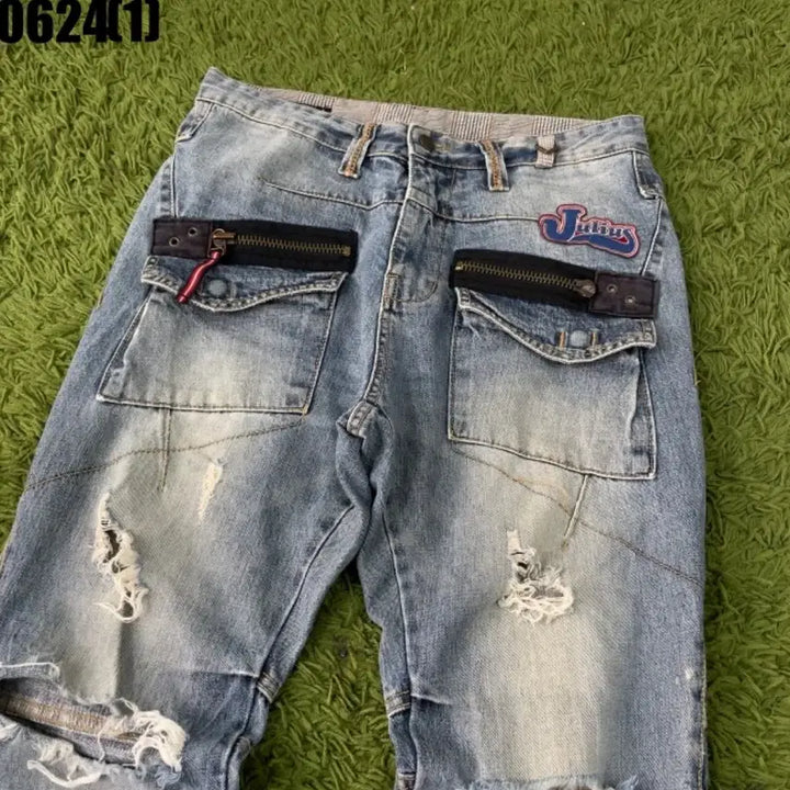 [BUNJANG] Polka Destroyed Jeans Damage Washed Denim Pants / 폴프랭크 디스트로이드진 데미지 워싱 데님 팬츠 31