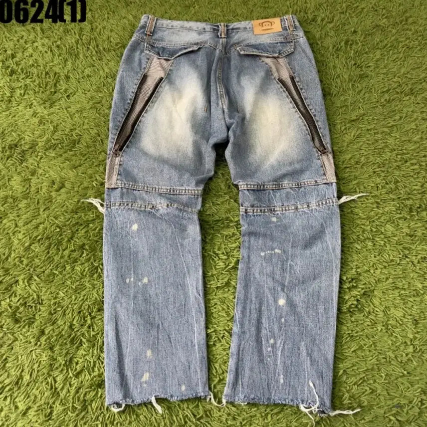 [BUNJANG] Polka Destroyed Jeans Damage Washed Denim Pants / 폴프랭크 디스트로이드진 데미지 워싱 데님 팬츠 31
