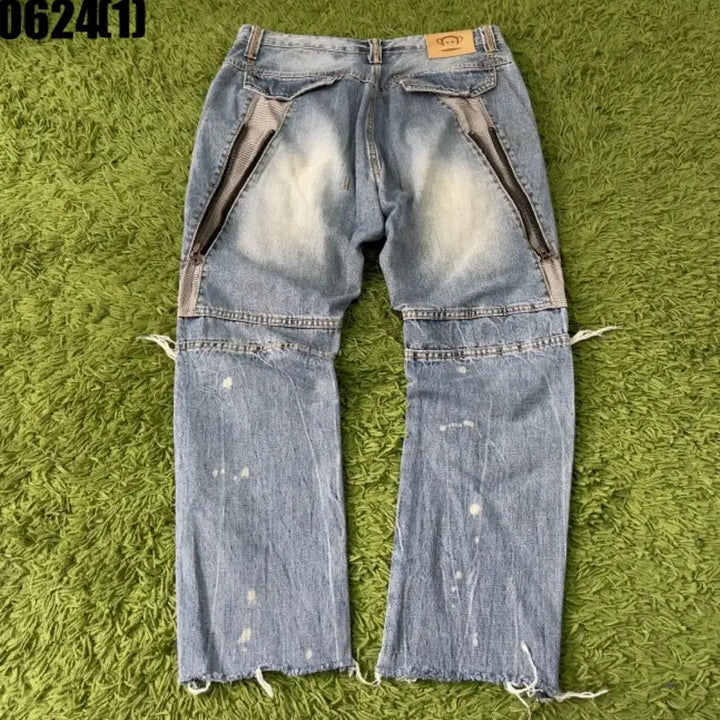 [BUNJANG] Polka Destroyed Jeans Damage Washed Denim Pants / 폴프랭크 디스트로이드진 데미지 워싱 데님 팬츠 31