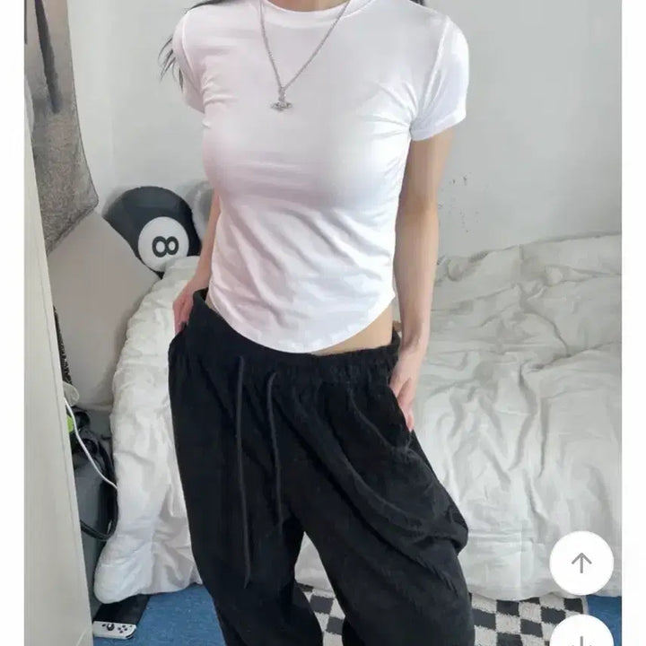 [BUNJANG] Slim Fit Short Sleeve T-Shirt / 허리 잘록 슬림티 반팔