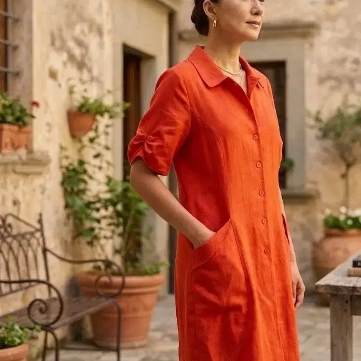 [BUNJANG] Printemps Kim Hee-ae Linen Rayon Dress / 쁘렝땅 김희애 린넨레이온 원피스