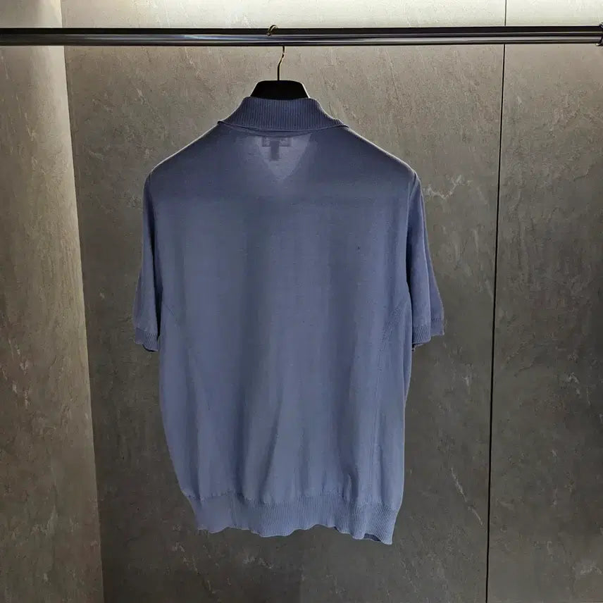 [BUNJANG] Brioni Perforated Suede Knit Collar PK T-Shirt / 브리오니 펀칭 스웨이드 니트 카라 PK 티셔츠