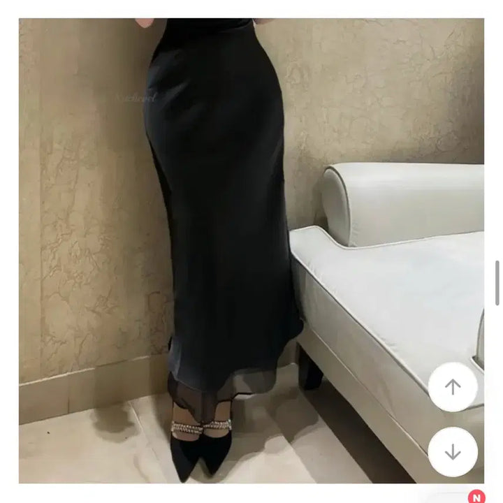 [SOLD OUT] (항공과)(하객룩) 새틴 롱스커트 블랙